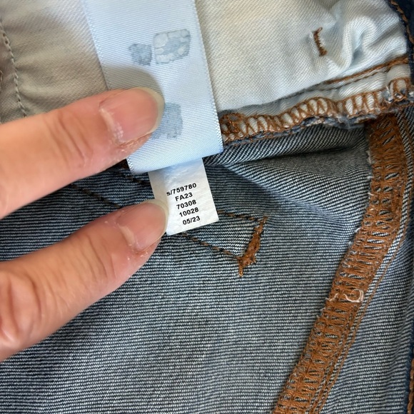 LOFT Slim Flare Denim Jeans Raw Edged Hem Dark Wash Size P32/14 - Picture 9 of 15